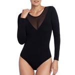 BODYSUIT ESSENTIAL SHEER V NECK